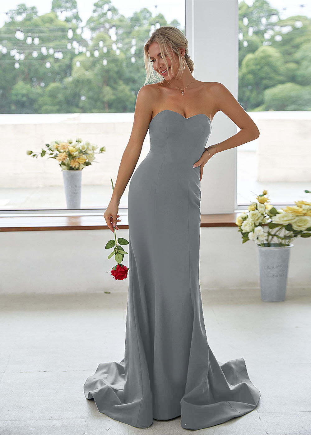 Sweetheart Long Mermaid Bridesmaid Dress