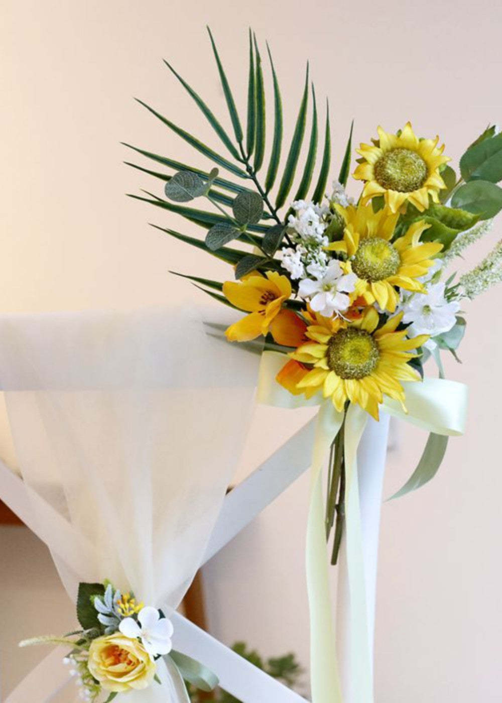 2 PCS Floral Accents for Wedding Guest Chairs