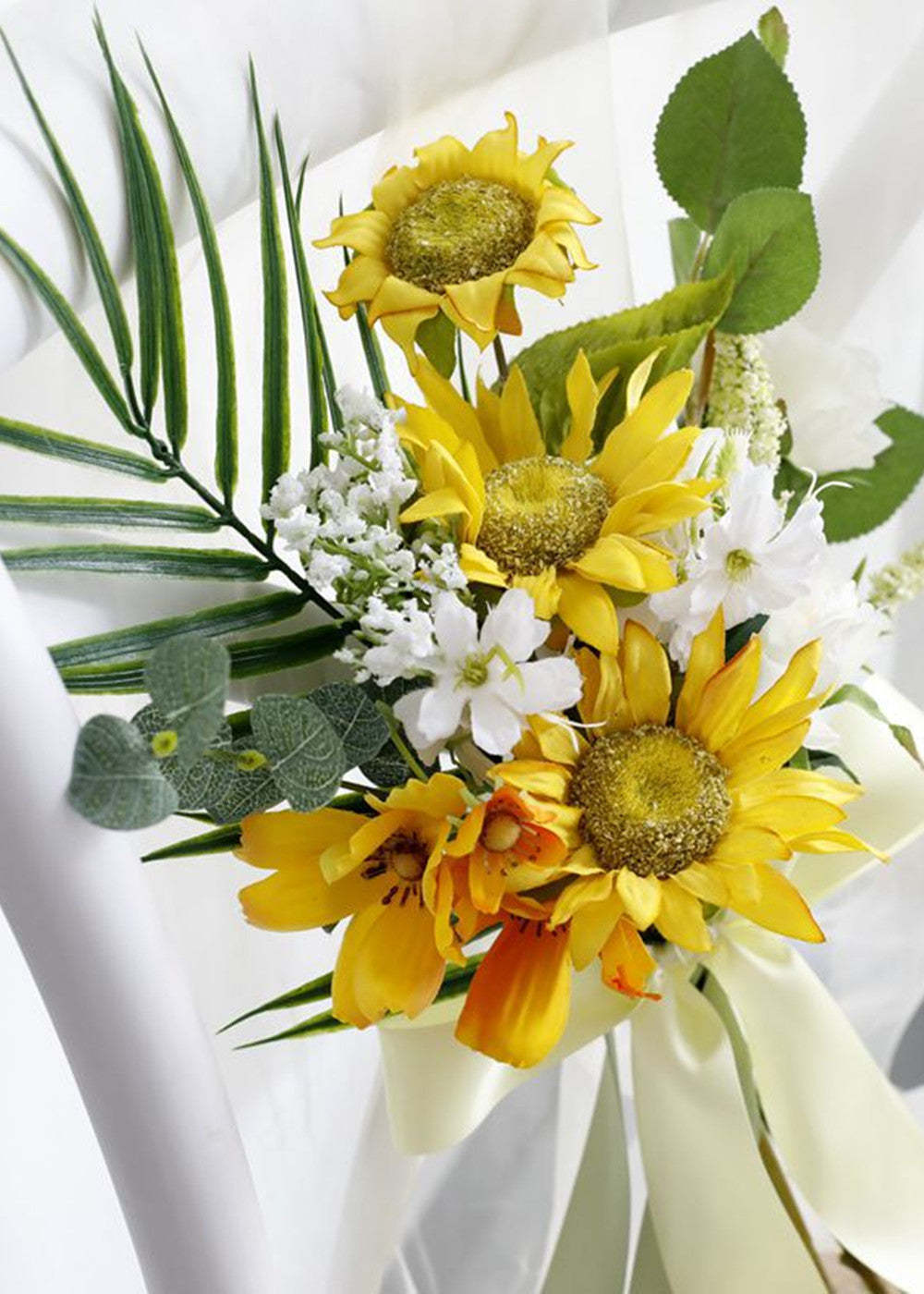 2 PCS Floral Accents for Wedding Guest Chairs