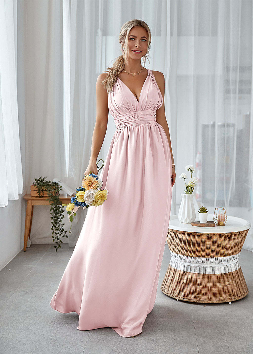 Long Backless Bridesmaid Dress