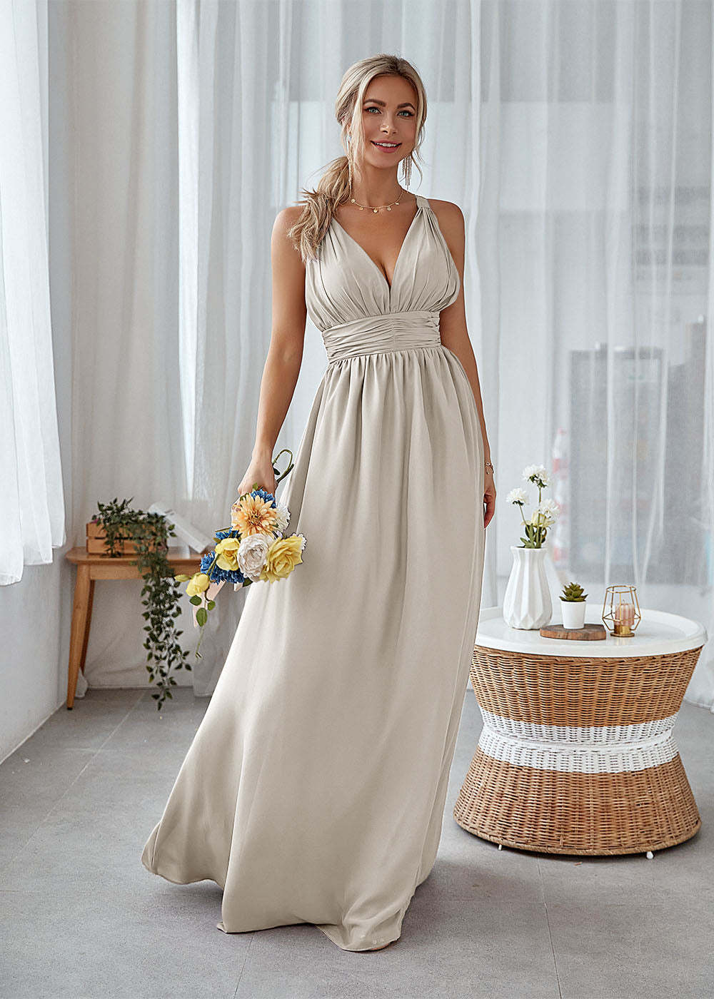 Long Backless Bridesmaid Dress