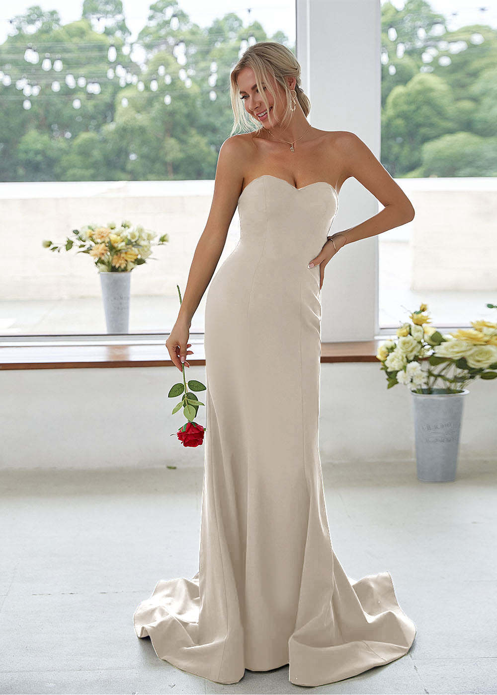 Sweetheart Long Mermaid Bridesmaid Dress