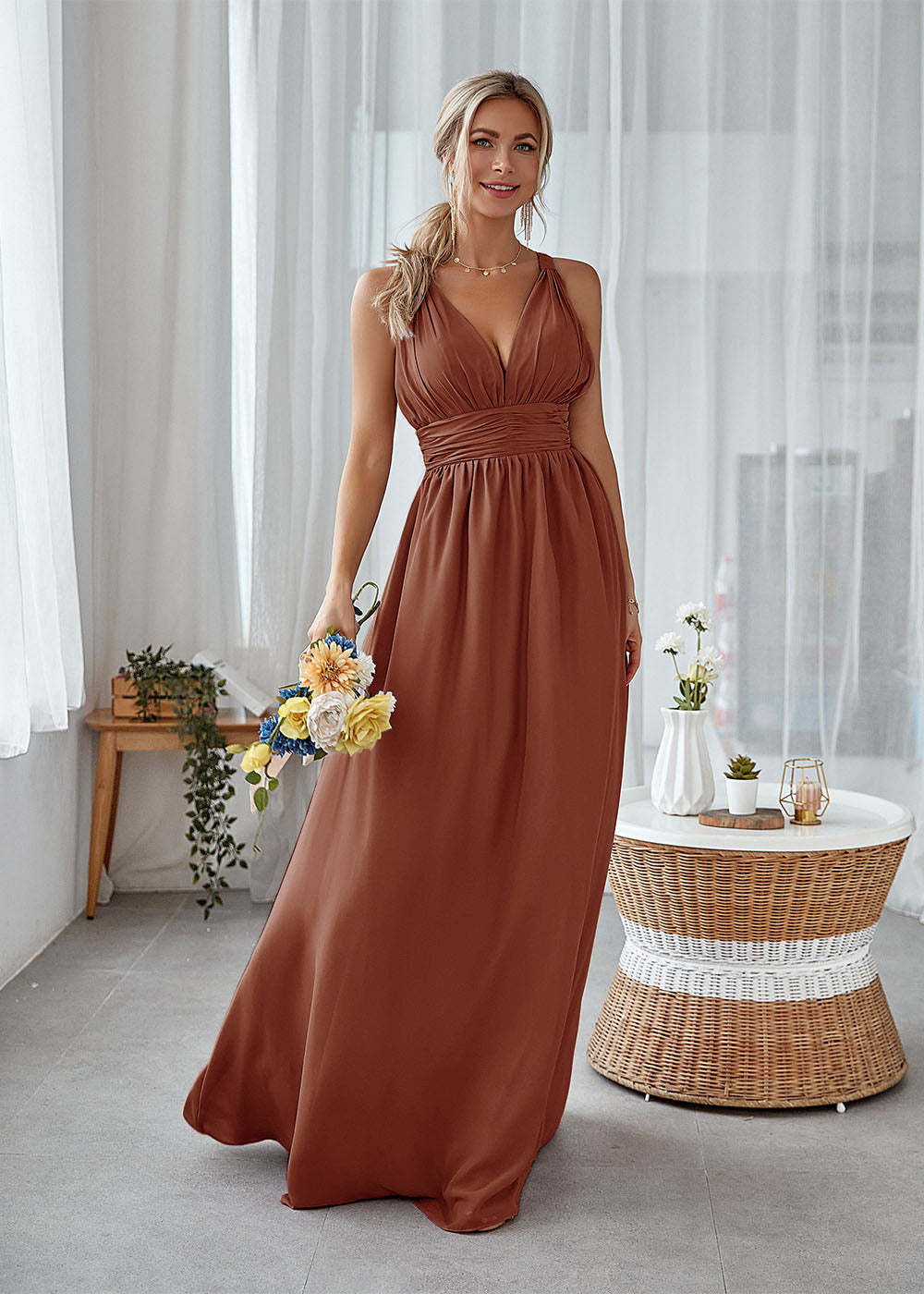 Long Backless Bridesmaid Dress