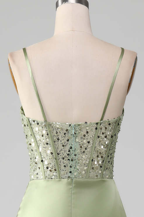 CORSET BACK Spaghetti Strap Dresses Sage