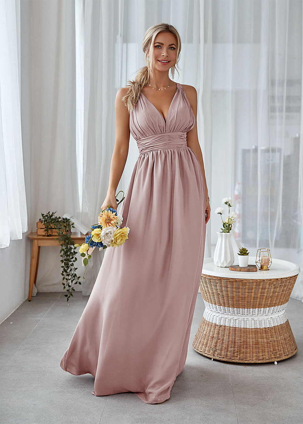 Long Backless Bridesmaid Dress