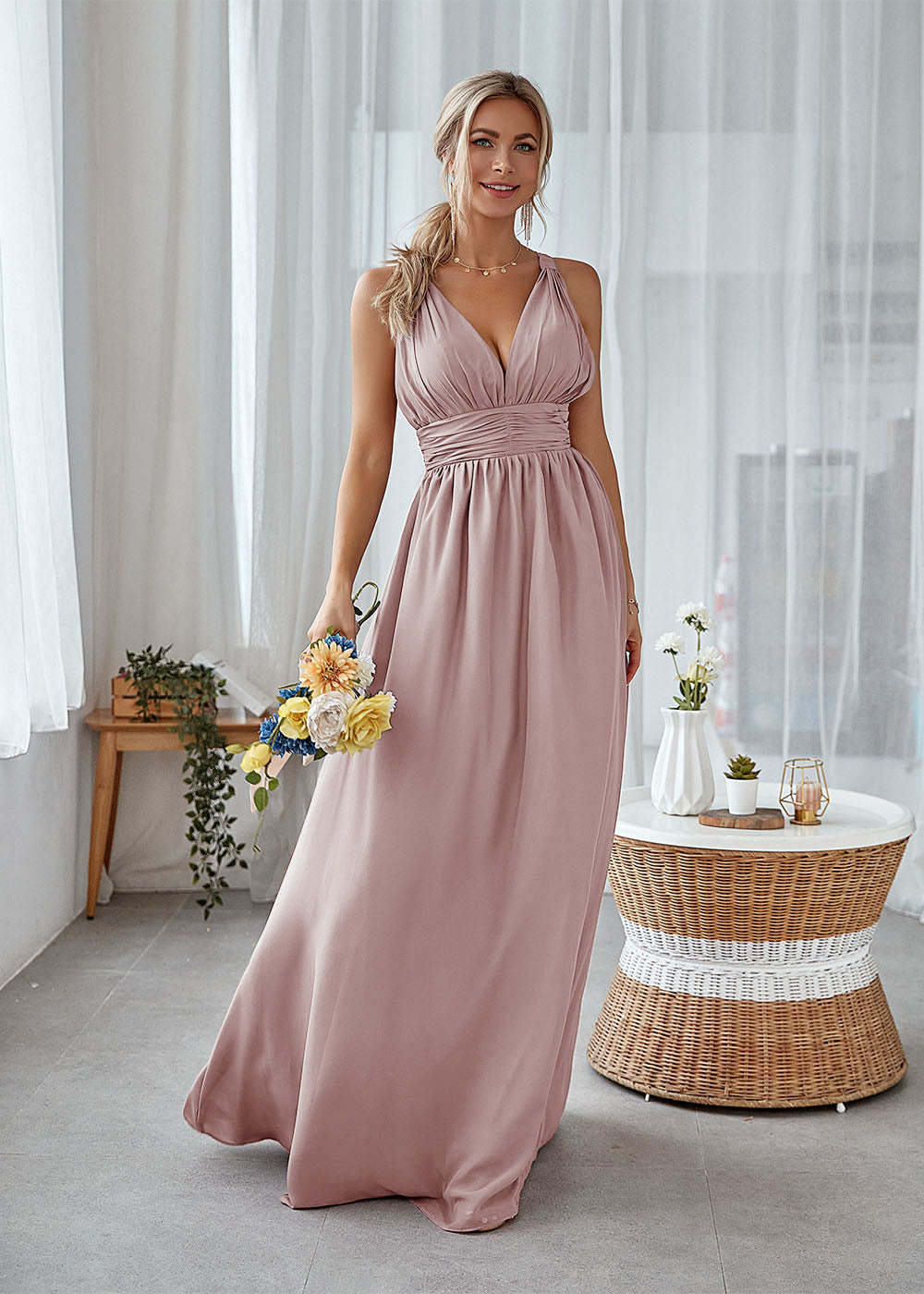 Long Backless Bridesmaid Dress