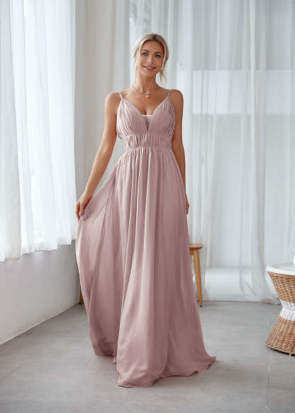 Adjustable Straps Backless Bridesmaid Dress