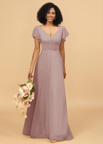 Long A-line Chiffon Bridesmaid Dress