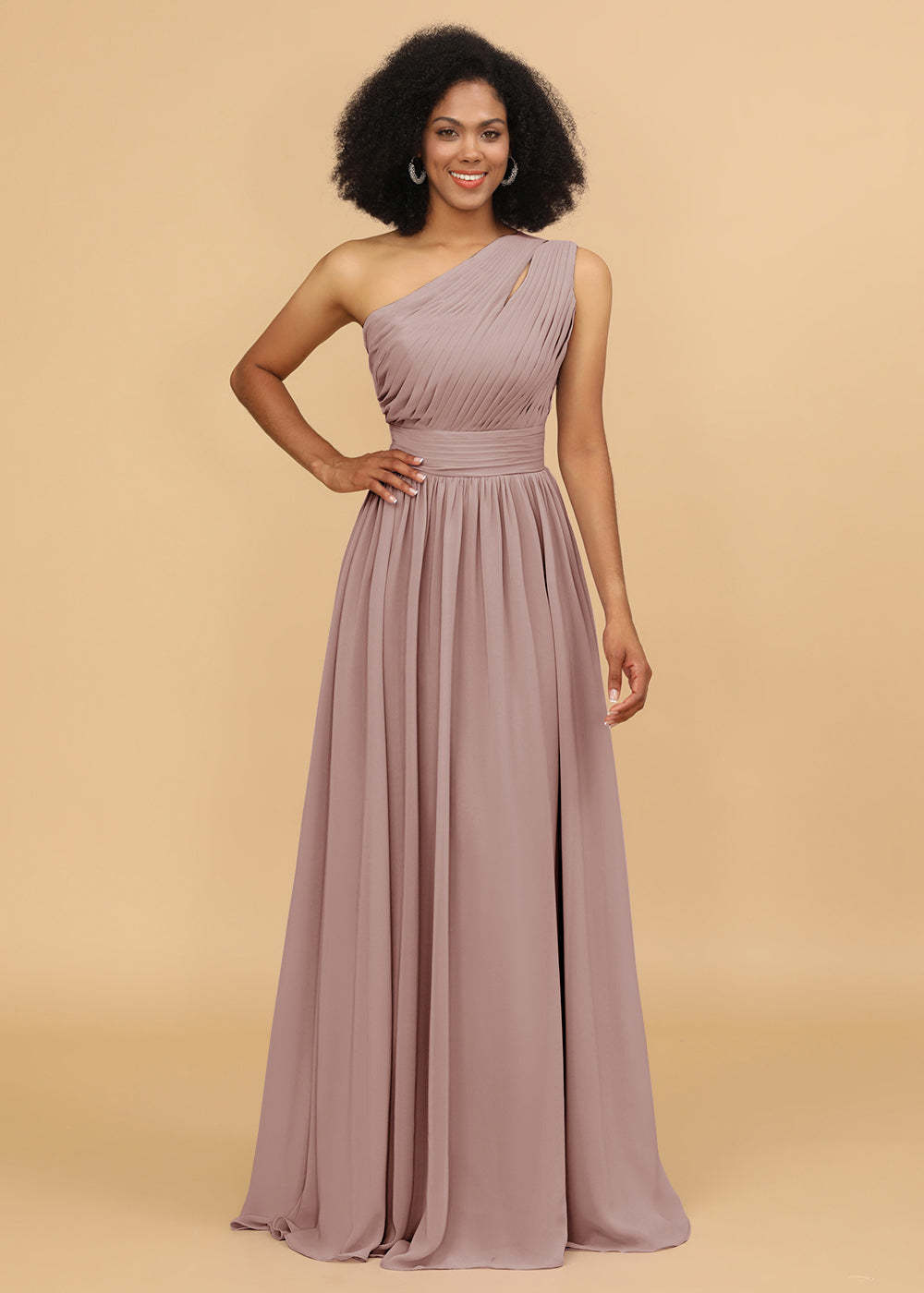 One Shoulder Chiffon Bridesmaid Dress