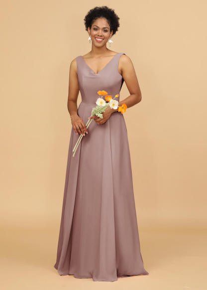 Cowl Back A-line Maxi Bridesmaid Dress