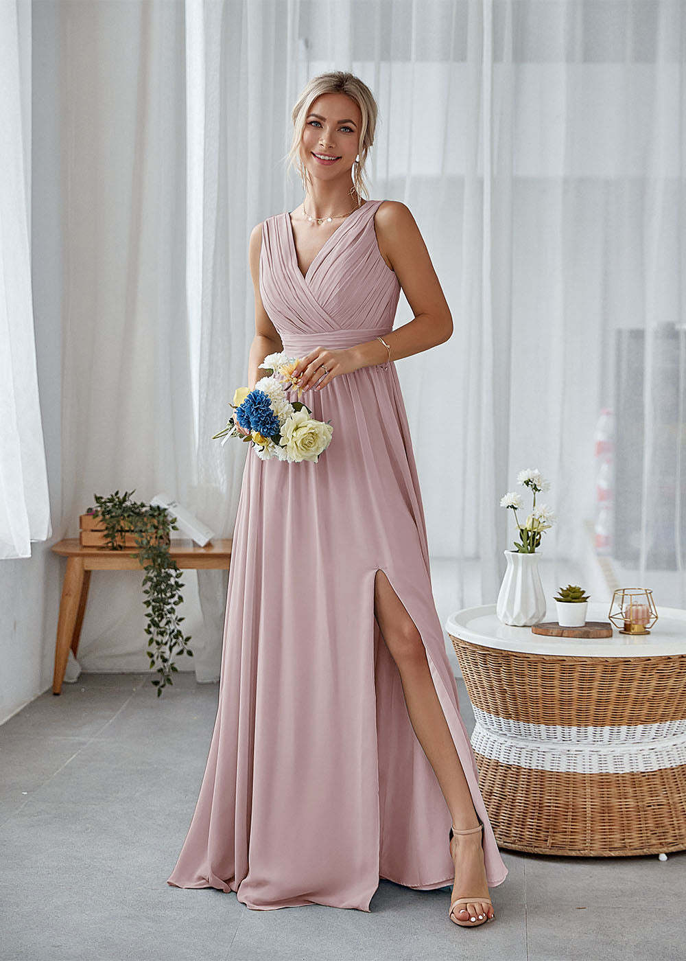 Long Bridesmaid Dress with Split