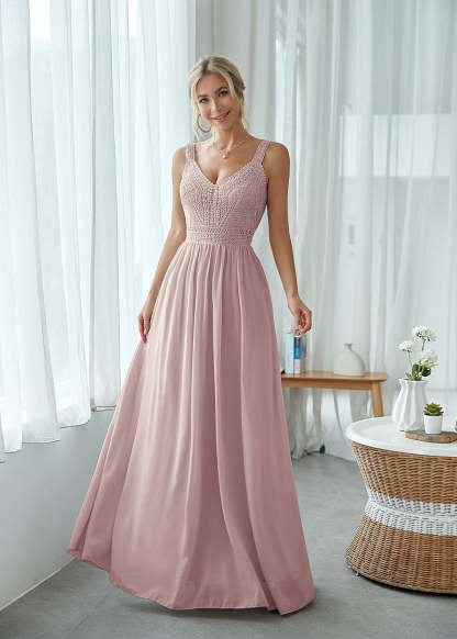 Straps Maxi Dress with Lace