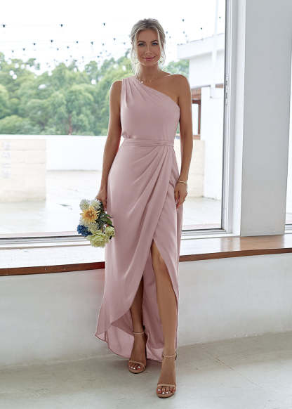 One-Shoulder Long Asymmetrical Bridesmaid Dress