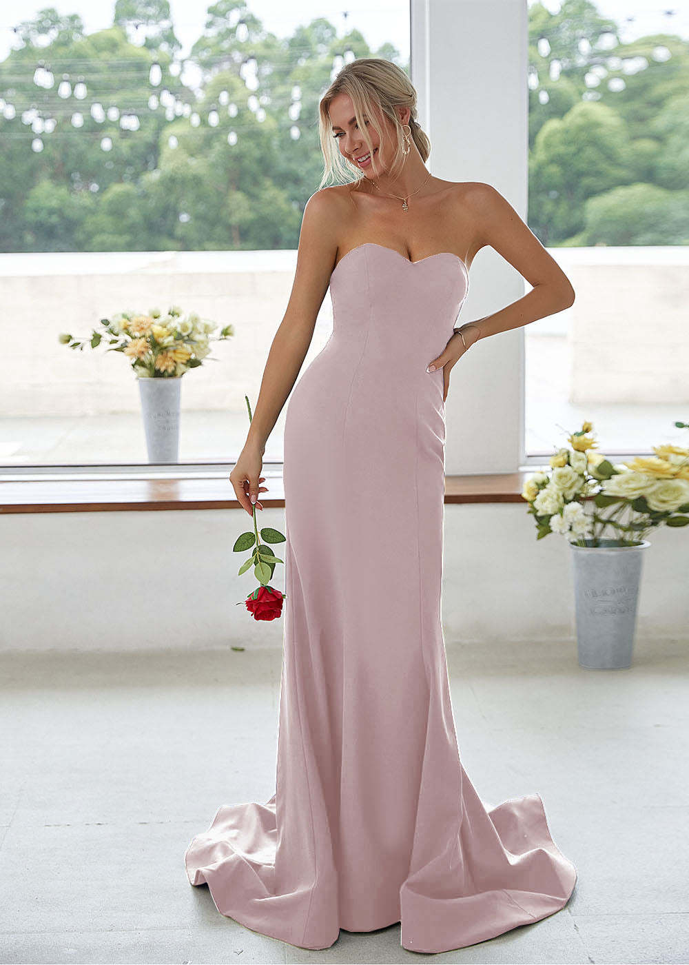 Sweetheart Long Mermaid Bridesmaid Dress
