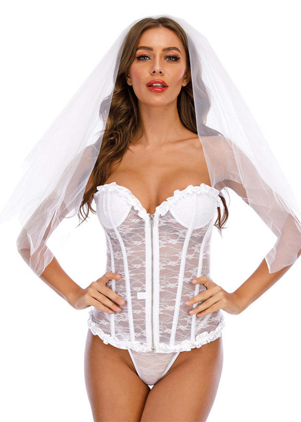 Bridal shapewear Lace up Satin Boned Corset