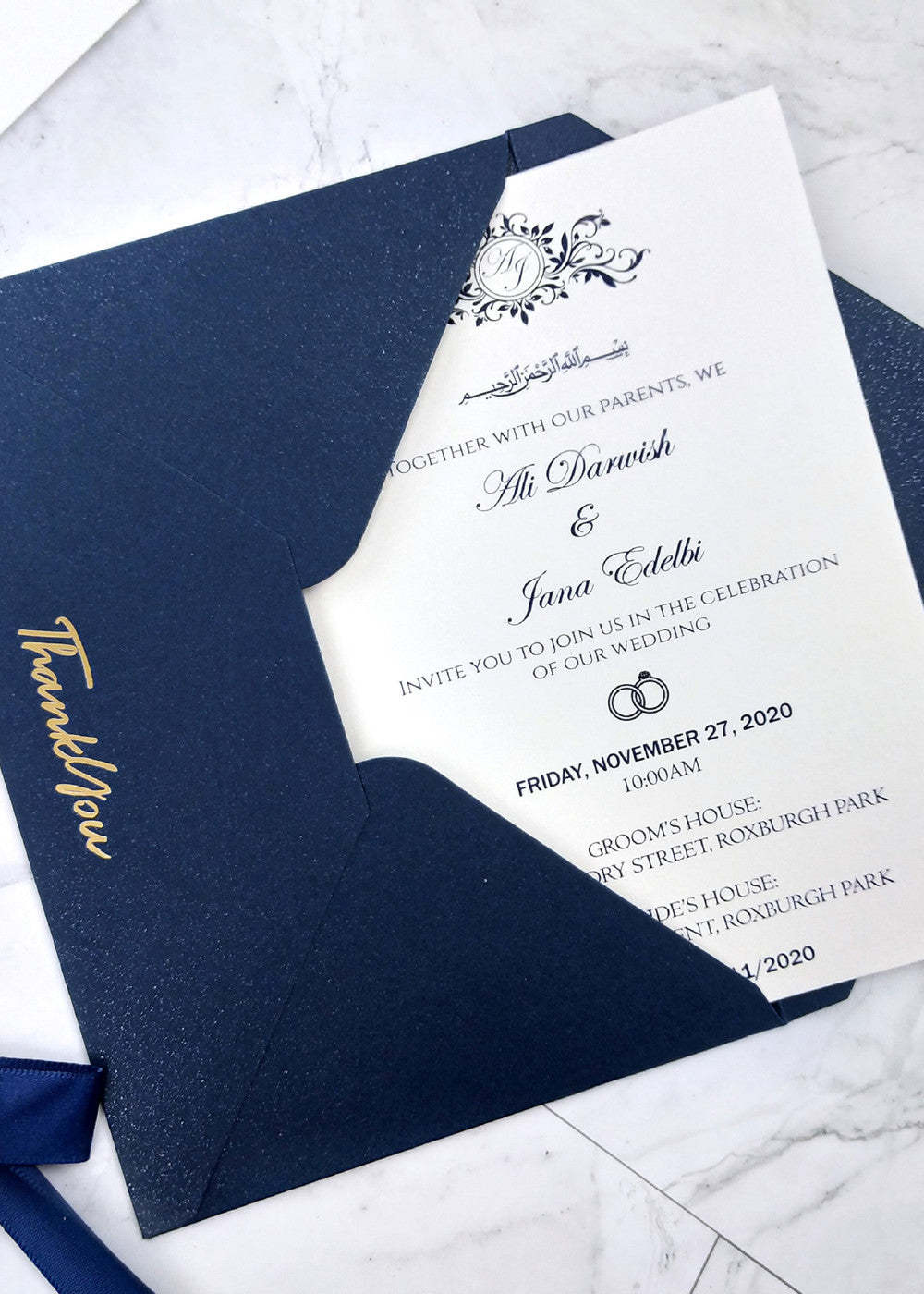 Pearl paper Invitation for Wedding or Party