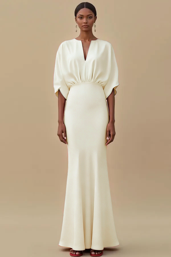 Red Mermaid Long Evening Dress with Sleeves