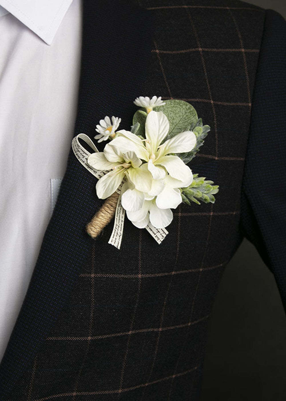 White Wedding Boutonnieres for Men