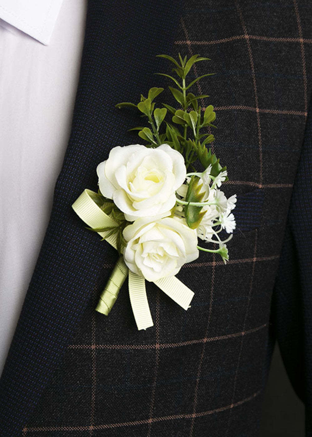 White Wedding Boutonnieres for Men