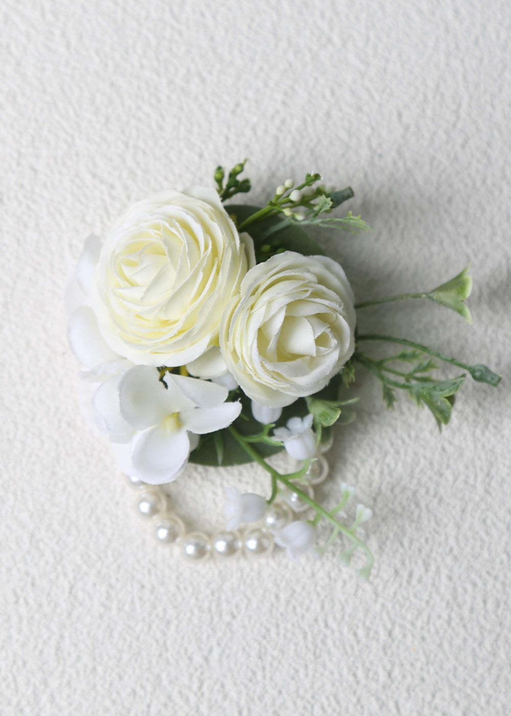 Wrist Corsage Ivory Rose Boutonniere