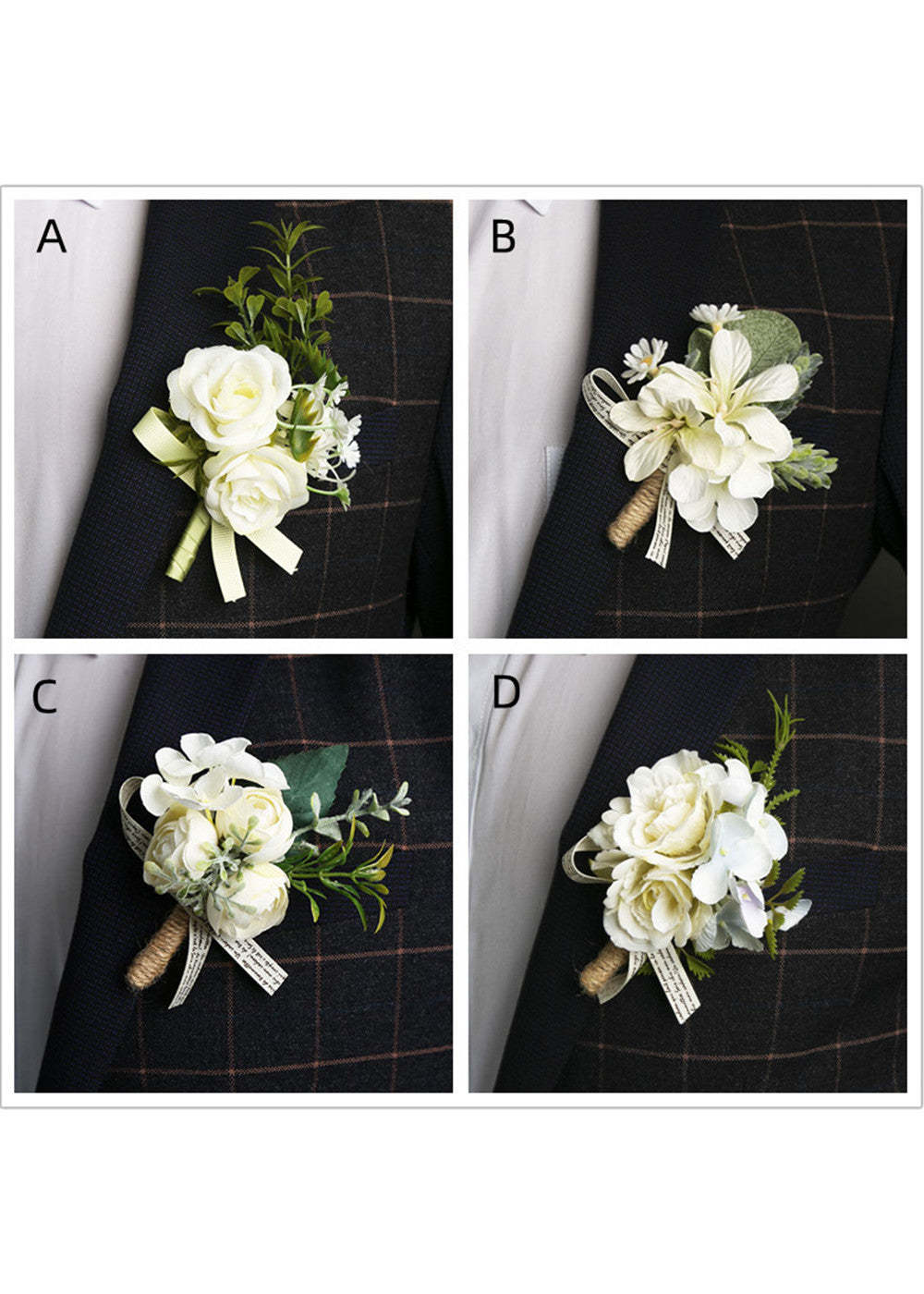 White Wedding Boutonnieres for Men