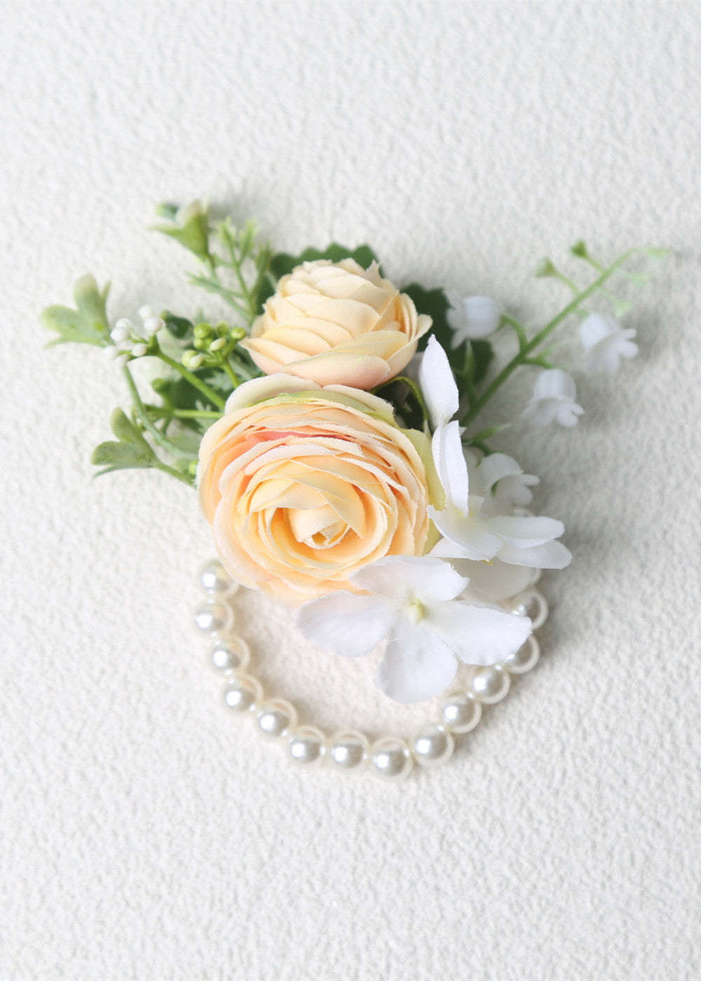 Wrist Corsage Ivory Rose Boutonniere