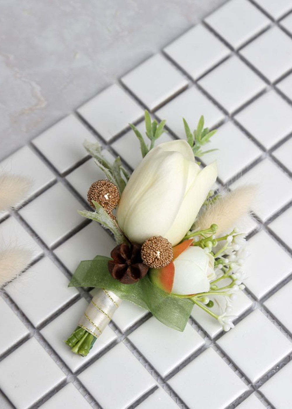 Simple Wedding Boutonniere and Corsages, Wrist Corsage, Ivory Rose Boutonniere, Boutonniere for men, Wrist corsage, wedding corsage, Prom flower, mother of the bride corsage