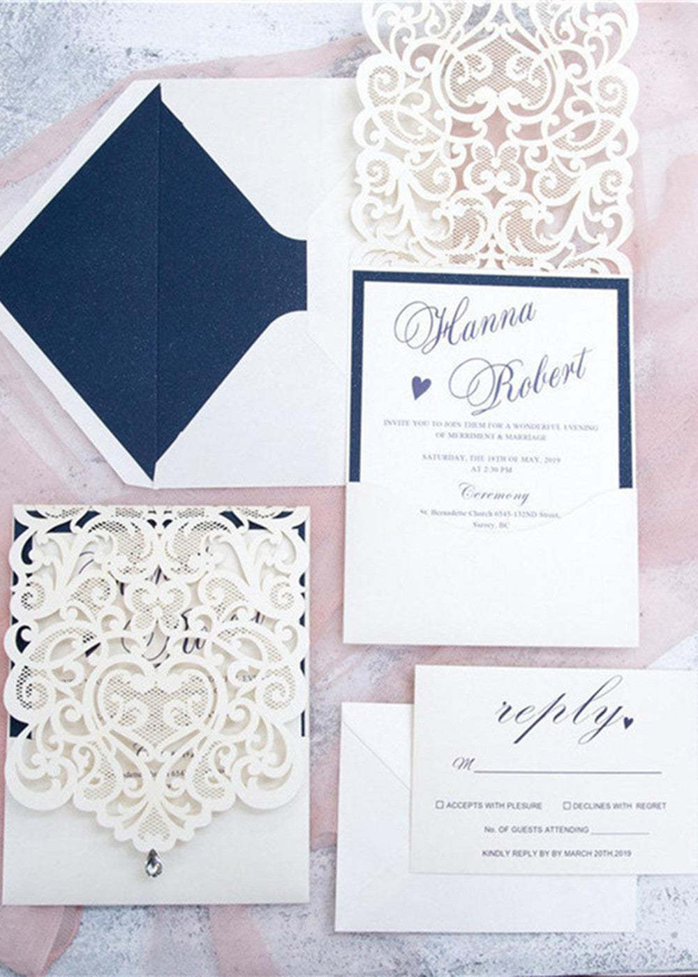 10 PCS Cut Hollow Out Wedding Invitation Cards