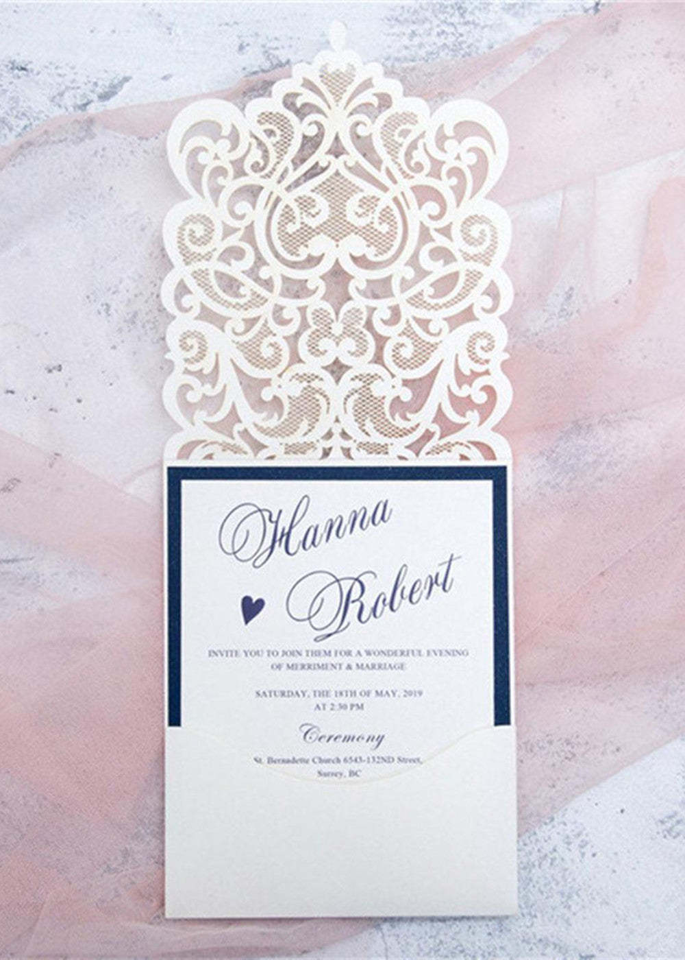 10 PCS Cut Hollow Out Wedding Invitation Cards