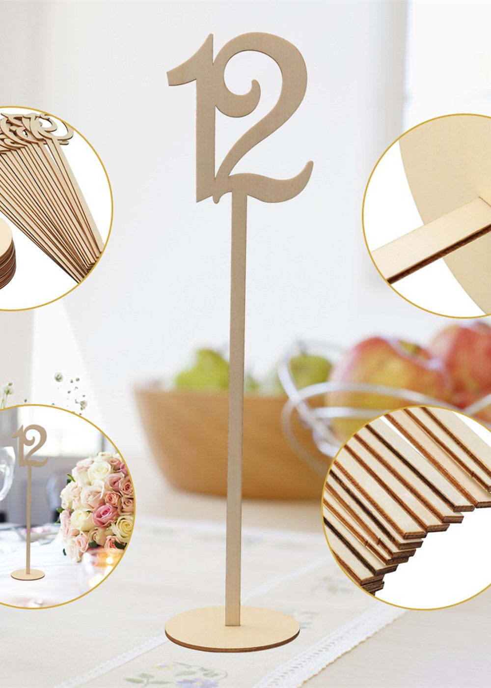 10 PCS Wood Table Numbers for Wedding