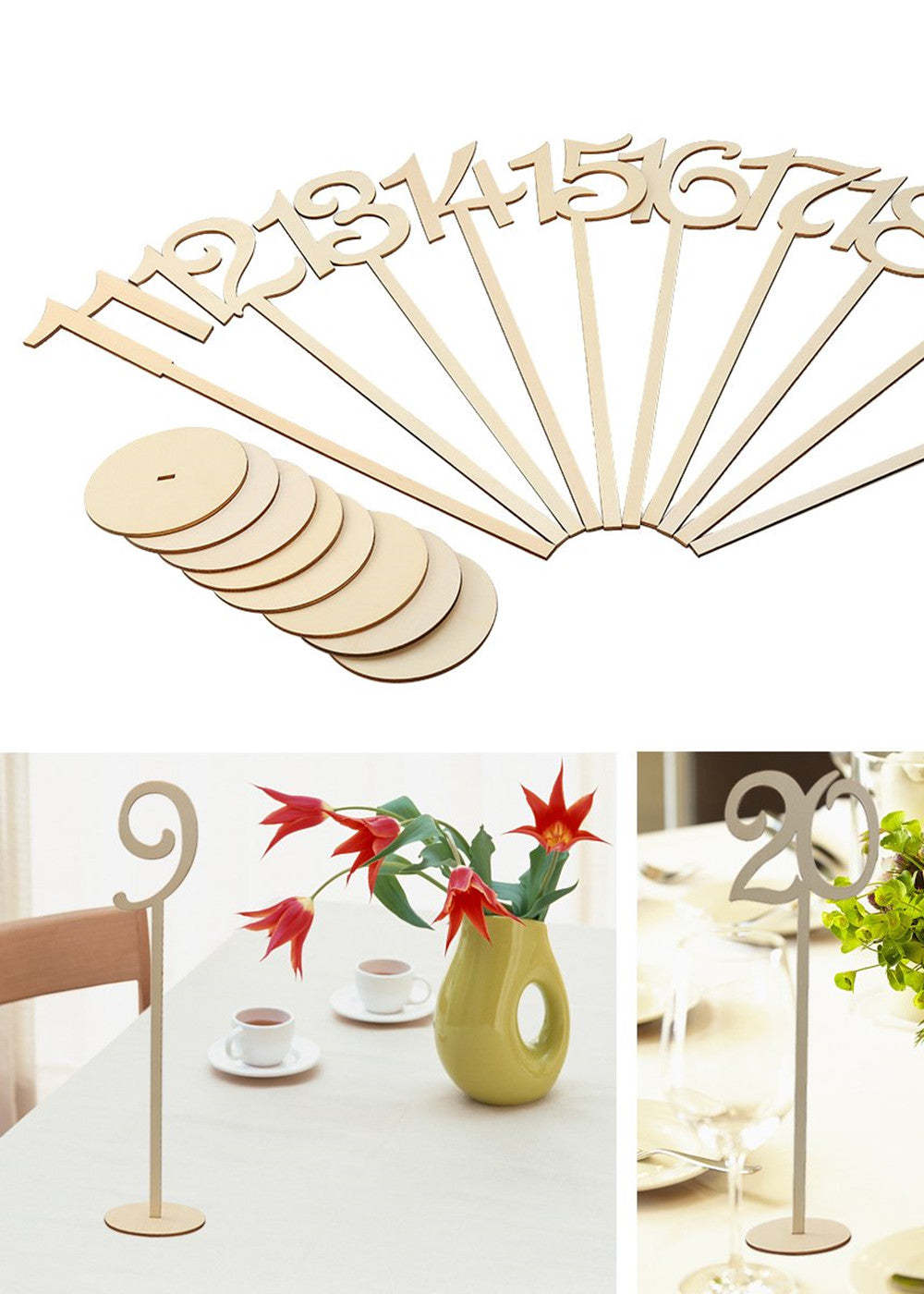 10 PCS Wood Table Numbers for Wedding