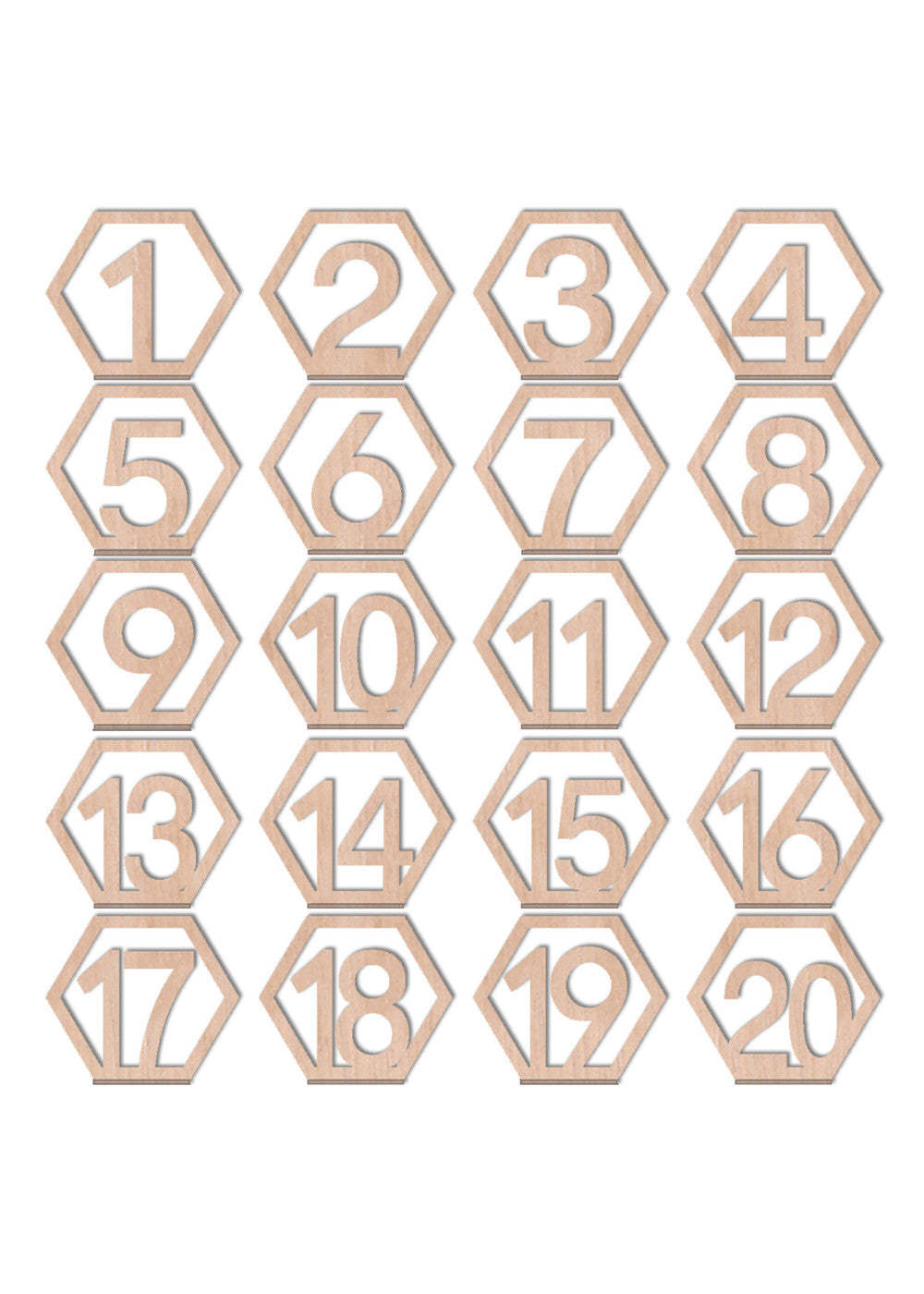 1 to 20 Wooden Table Number Set