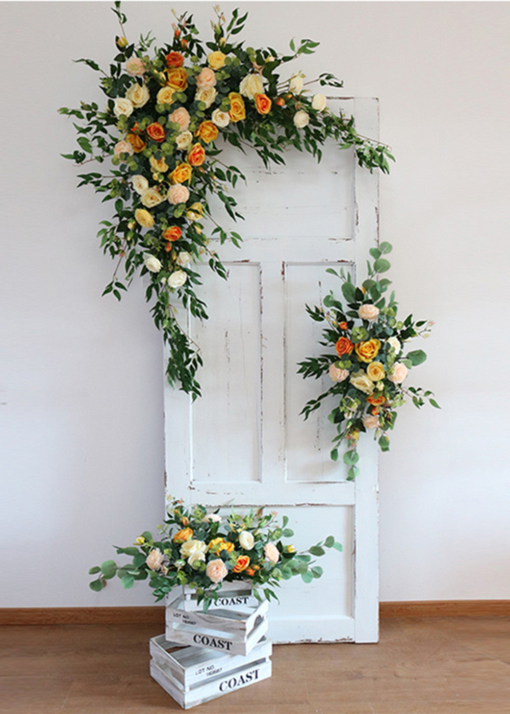 Champagne and Orange Wedding Archway Flower