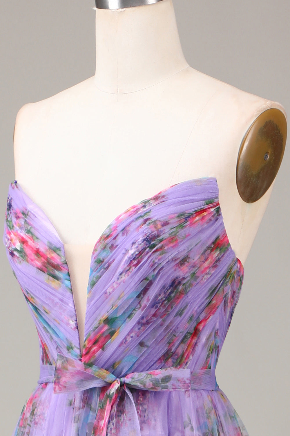 Puple A-Line Sweetheart Long Tulle Prom Dress with Slit