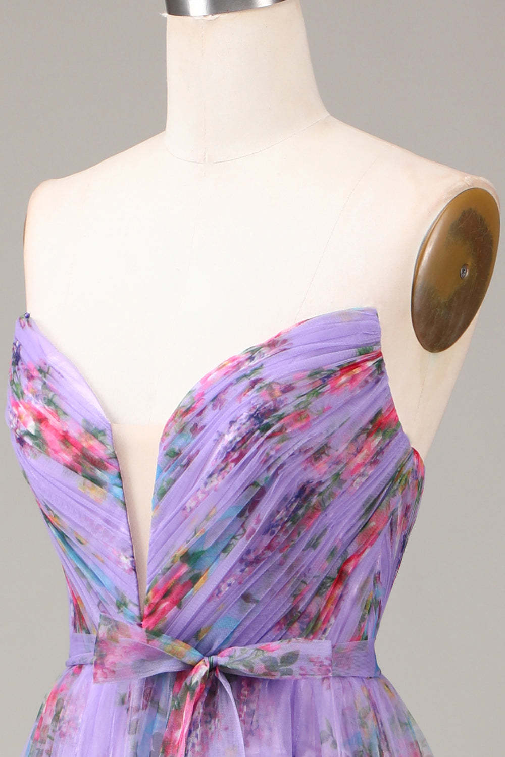 Puple A-Line Sweetheart Long Tulle Prom Dress with Slit