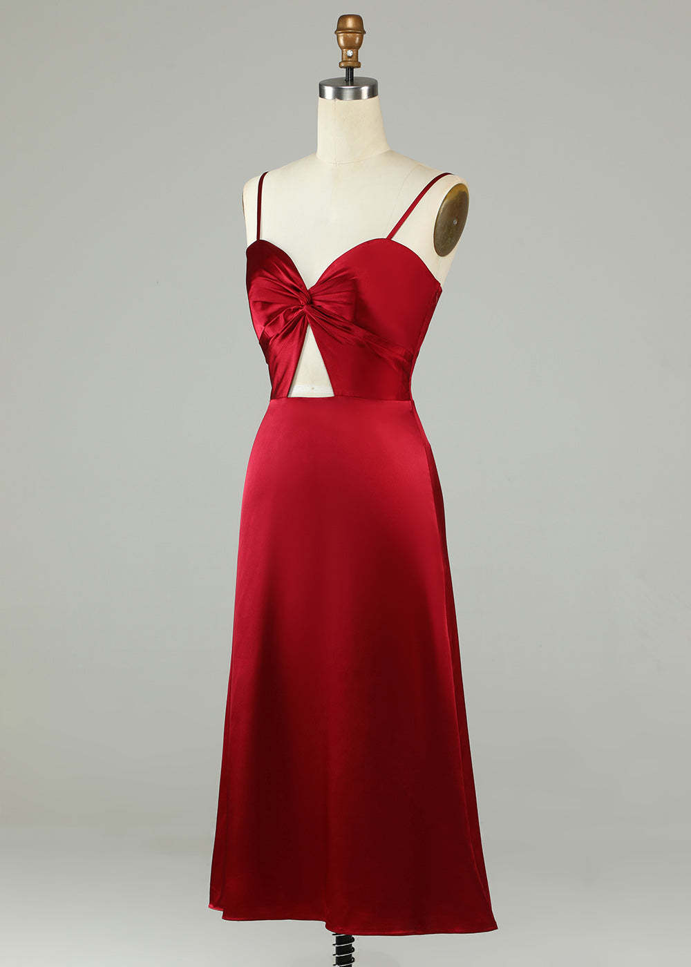 Tea Length A-line Sweetheart Neck Spaghetti Strap Bridesmaid Dress