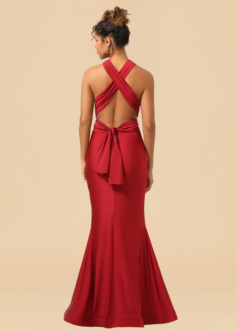 Convertible Mermaid Spandex Long Bridesmaid Dress
