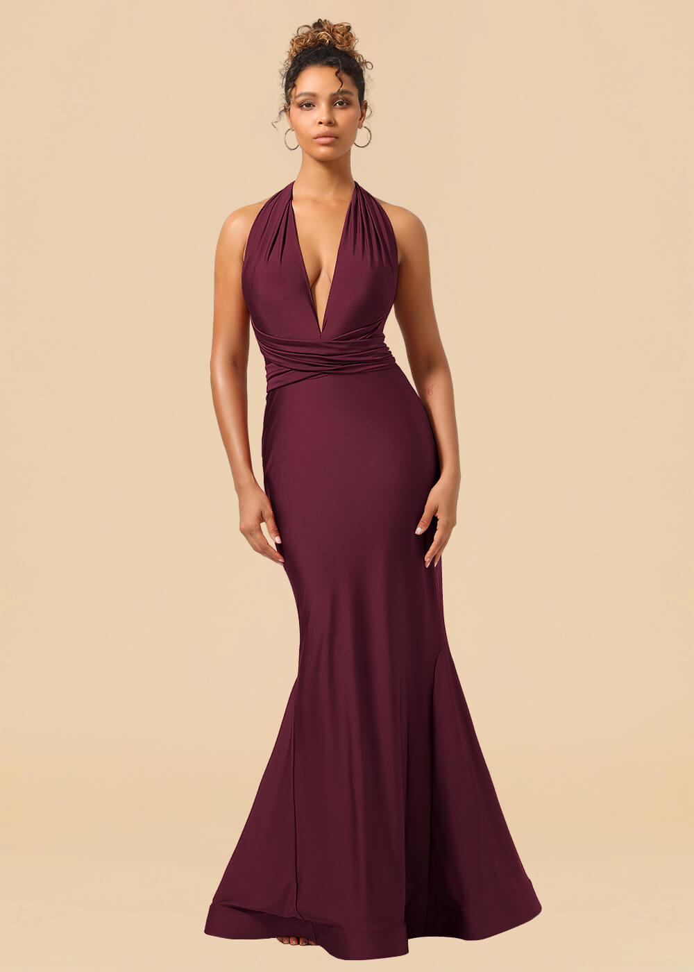 Convertible Mermaid Spandex Long Bridesmaid Dress