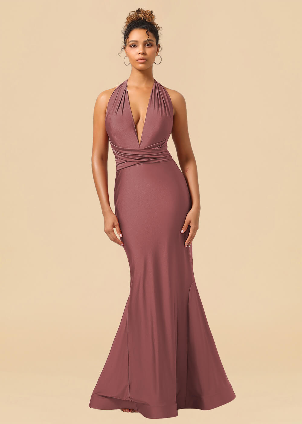 Convertible Mermaid Spandex Long Bridesmaid Dress