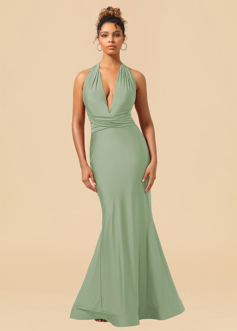 Convertible Mermaid Spandex Long Bridesmaid Dress