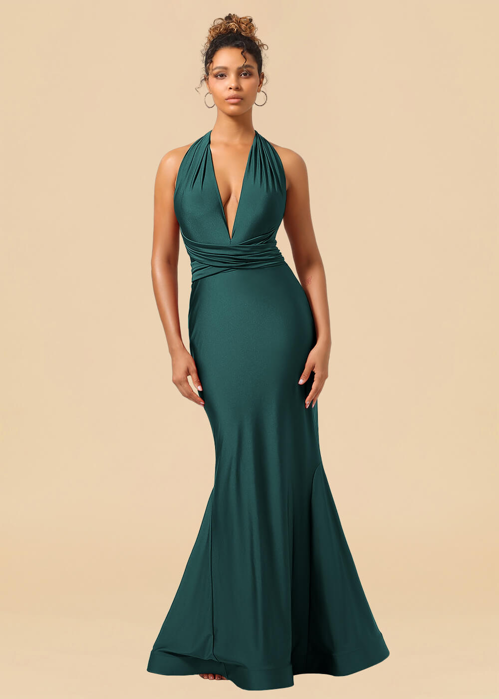 Convertible Mermaid Spandex Long Bridesmaid Dress