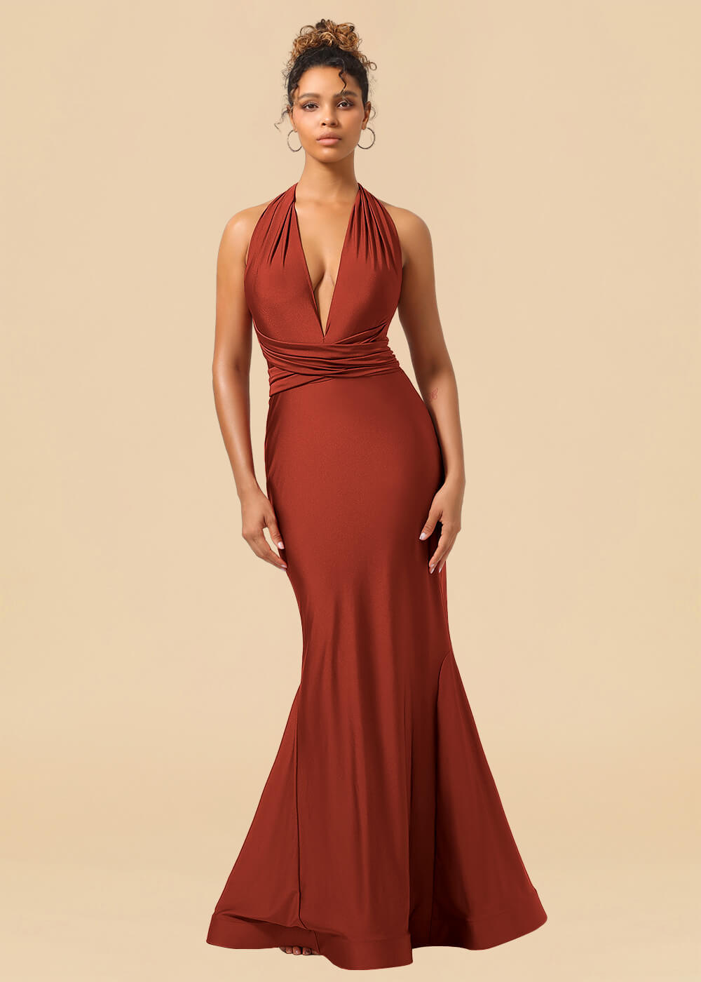 Convertible Mermaid Spandex Long Bridesmaid Dress