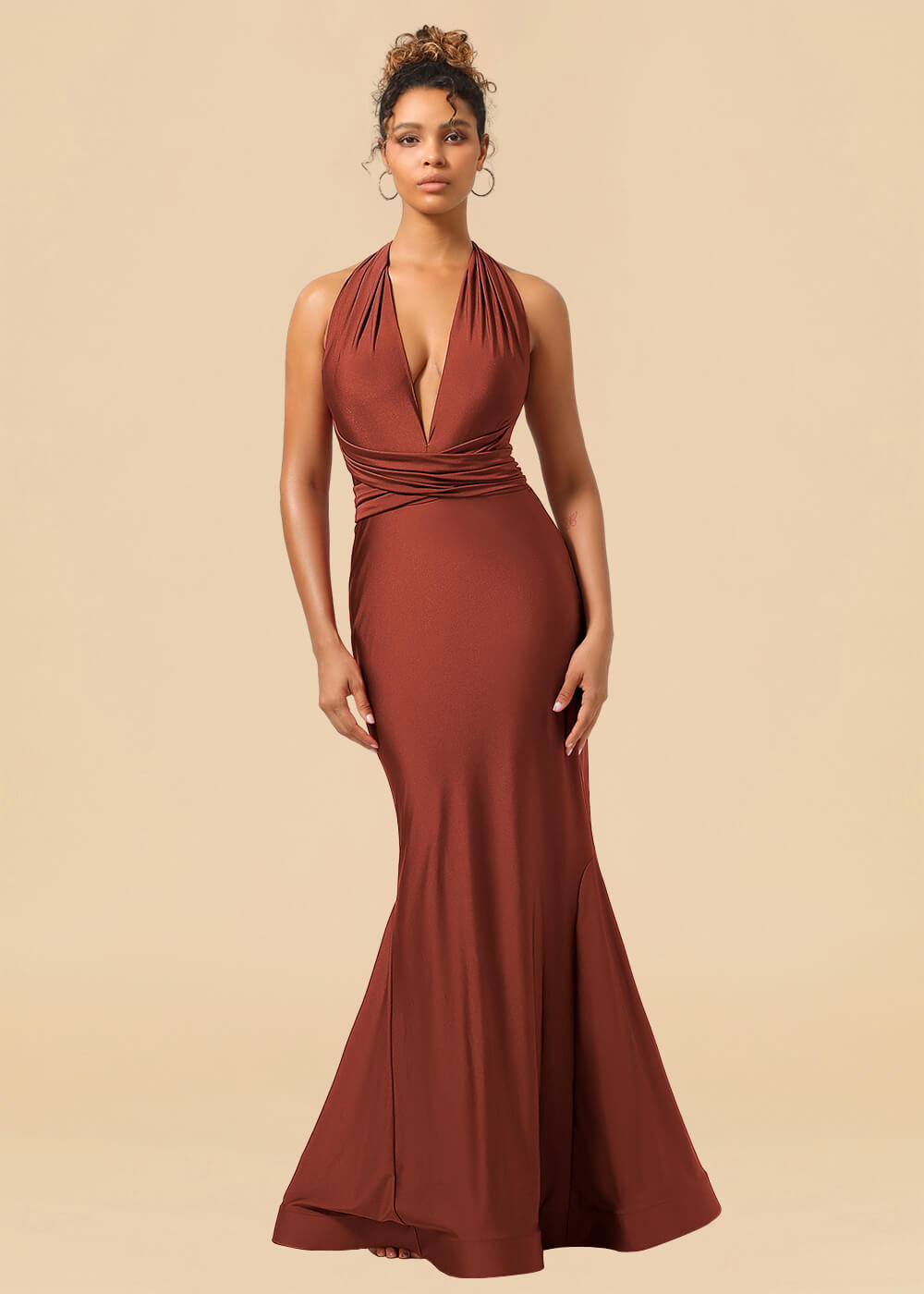 Convertible Mermaid Spandex Long Bridesmaid Dress