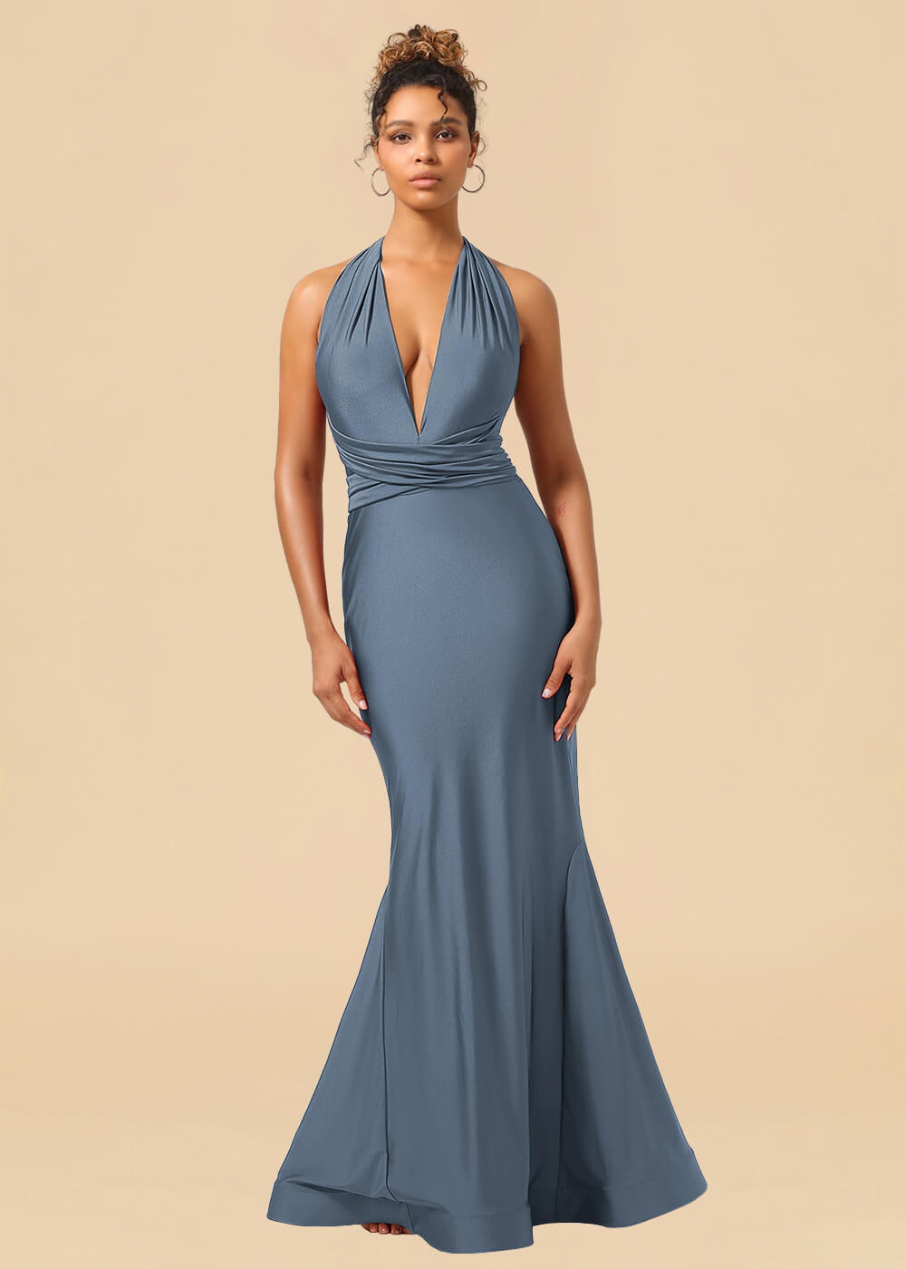 Convertible Mermaid Spandex Long Bridesmaid Dress