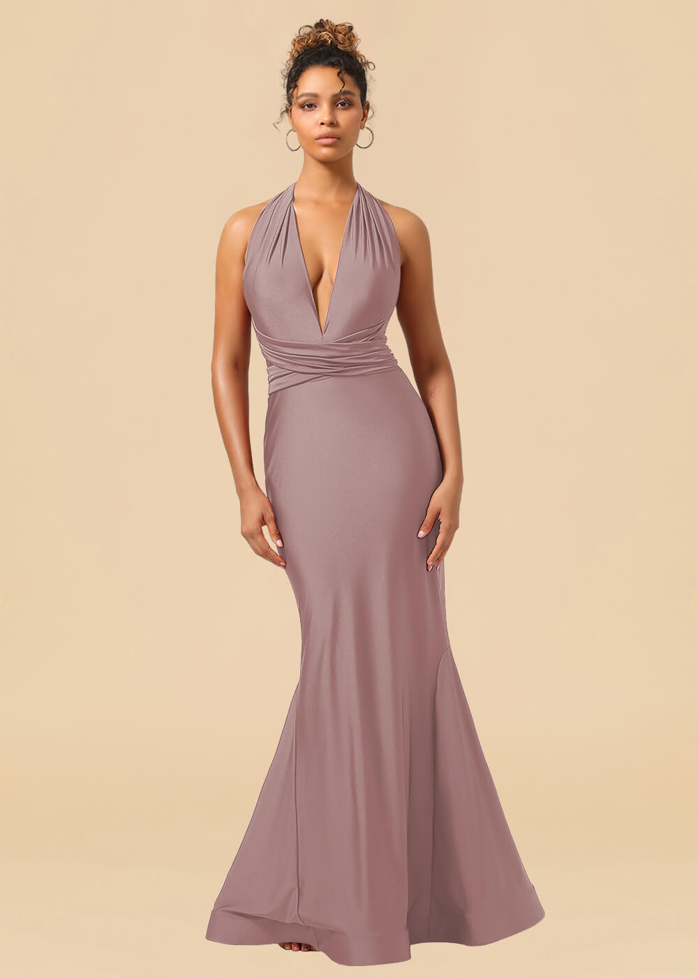 Convertible Mermaid Spandex Long Bridesmaid Dress