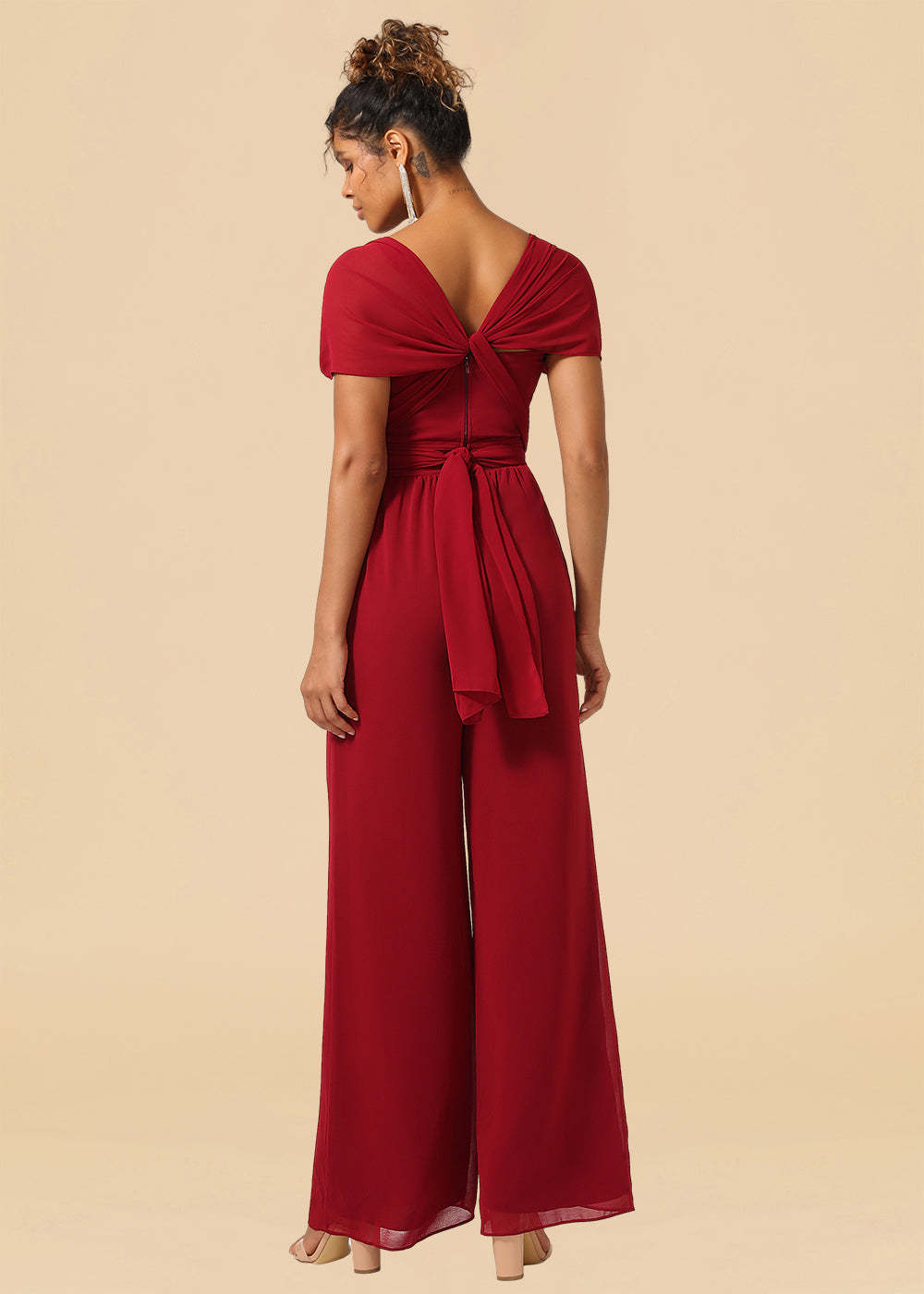 Chiffon Convertible Floor Length Jumpsuit Bridesmaid Dress