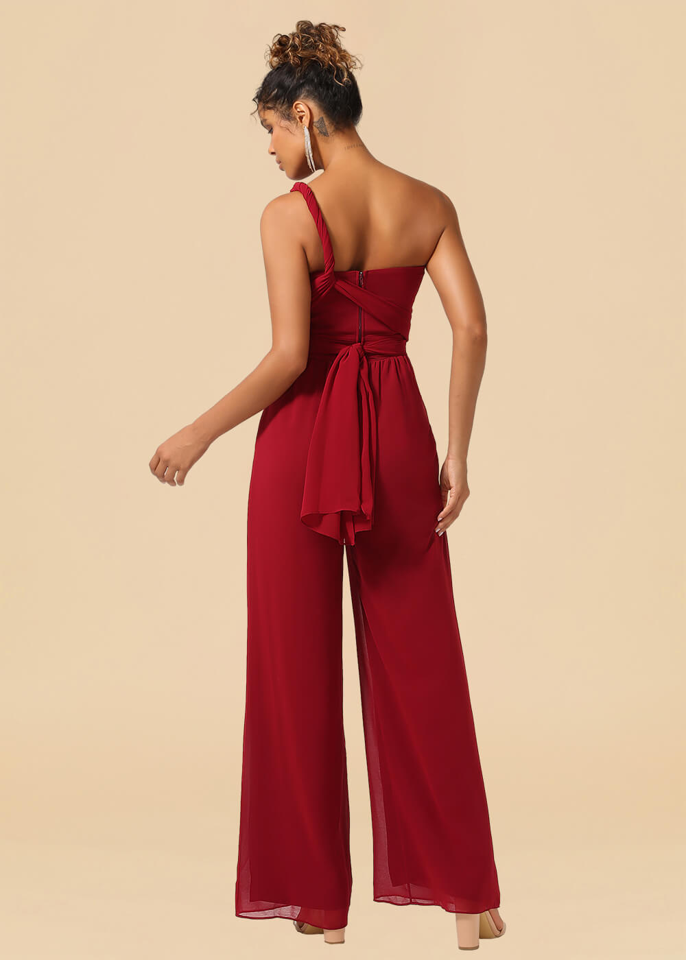 Chiffon Convertible Floor Length Jumpsuit Bridesmaid Dress