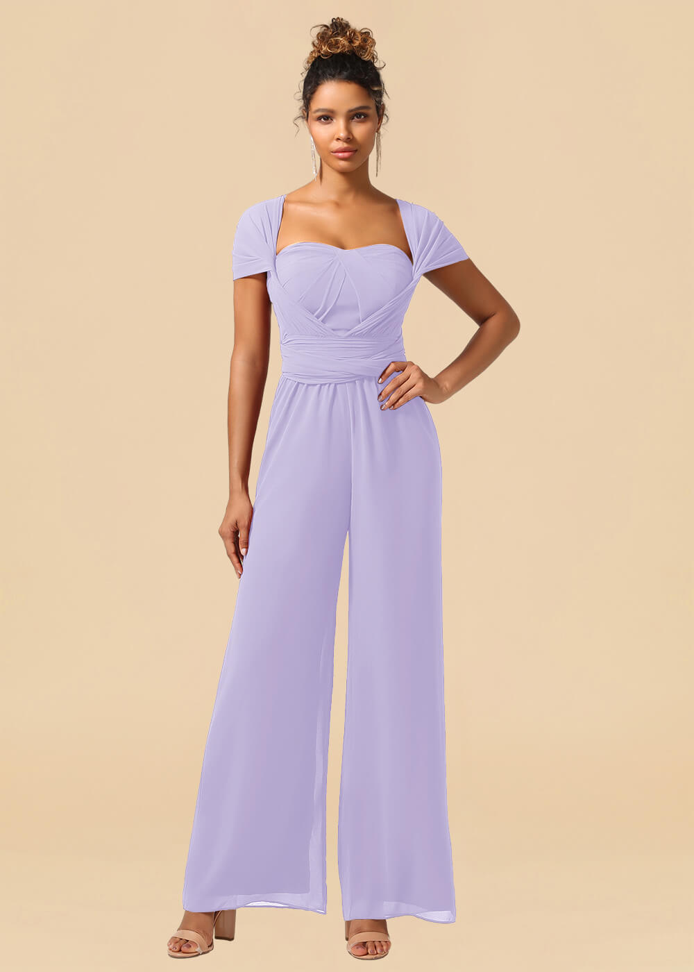 Chiffon Convertible Floor Length Jumpsuit Bridesmaid Dress