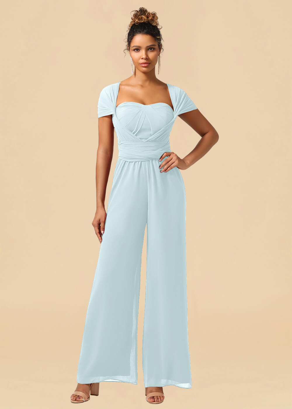 Chiffon Convertible Floor Length Jumpsuit Bridesmaid Dress