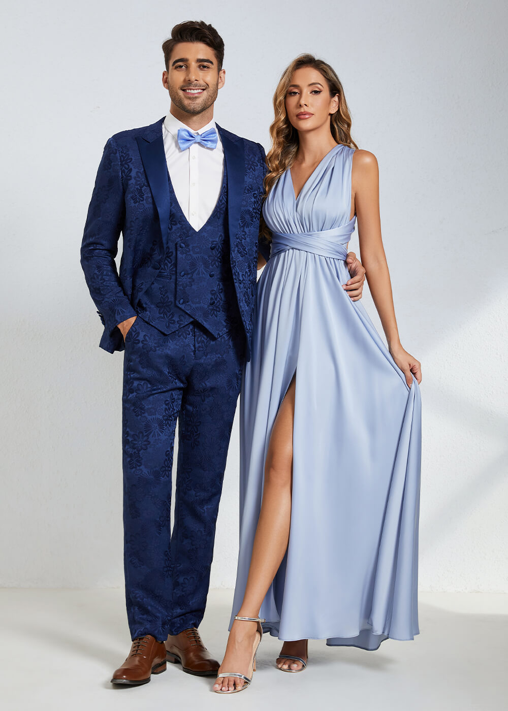 Convertible Satin A-line Long Bridesmaid Dress with Slit